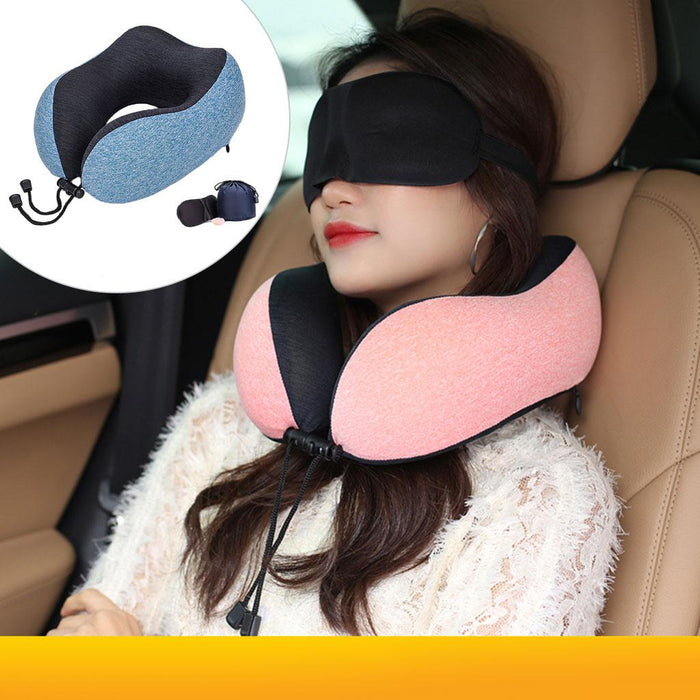 Travel Neck Pillow Memory Foam Prevent Heads from Falling Forward blue