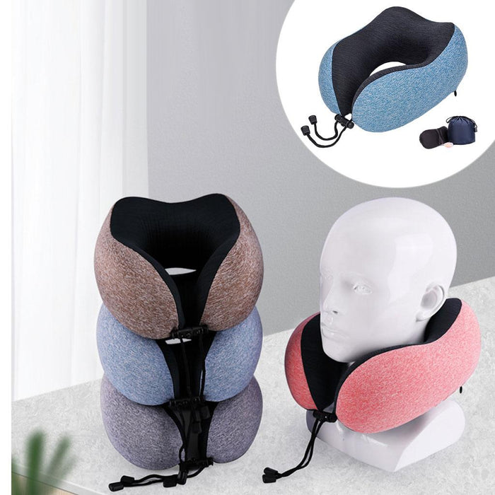 Travel Neck Pillow Memory Foam Prevent Heads from Falling Forward blue