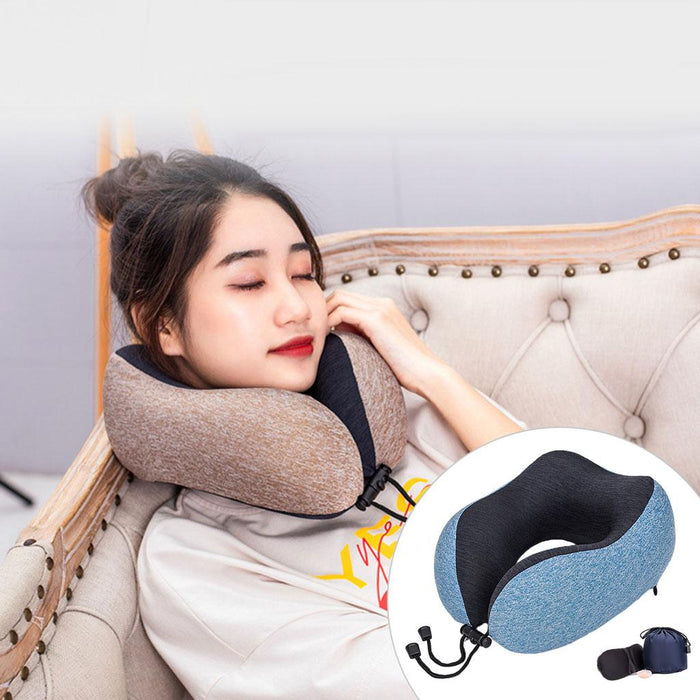 Travel Neck Pillow Memory Foam Prevent Heads from Falling Forward blue