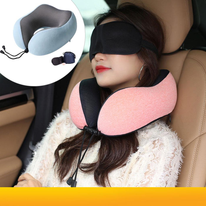 Travel Neck Pillow Memory Foam Prevent Heads from Falling Forward light blue