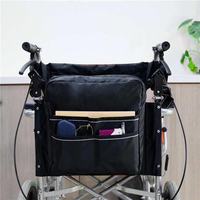 Wheelchair Side Bag Adjustable Straps For Cup Pill Box Keys Black