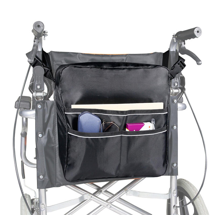 Wheelchair Side Bag Adjustable Straps For Cup Pill Box Keys Black