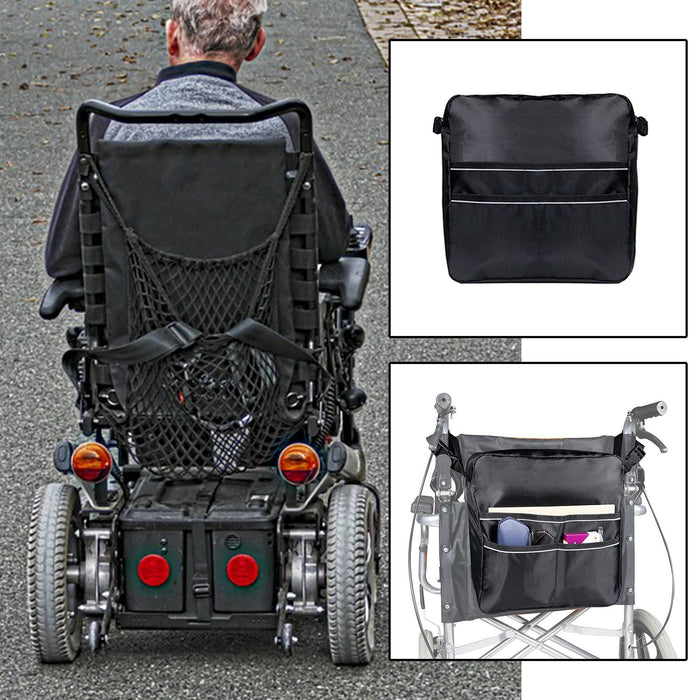 Wheelchair Side Bag Adjustable Straps For Cup Pill Box Keys Black