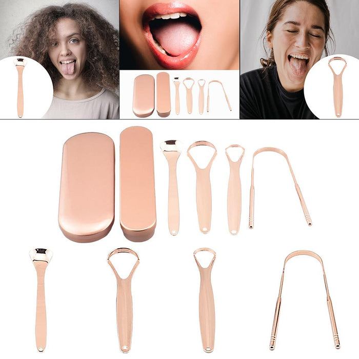 Tongue Coating Scraper Metal for Adults Kid Fresh Breath Small Hollow