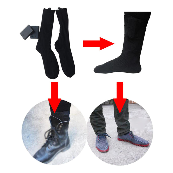 2x Unisex Electric Heated Sock with Battery Box Foot Warmer for Cycling battery case