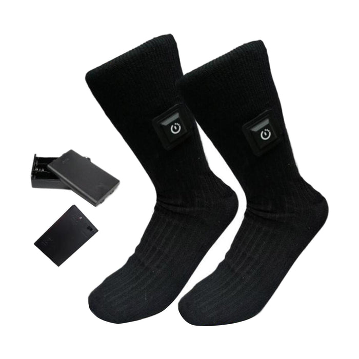 2x Unisex Electric Heated Sock with Battery Box Foot Warmer for Cycling battery case