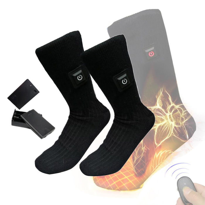 2x Unisex Electric Heated Sock with Battery Box Foot Warmer for Cycling battery case