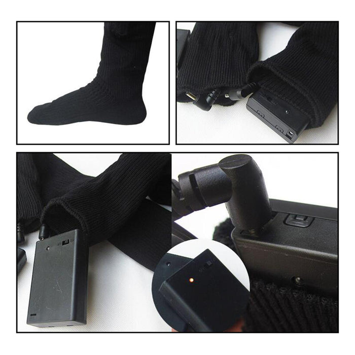 2x Unisex Electric Heated Sock with Battery Box Foot Warmer for Cycling battery case USB