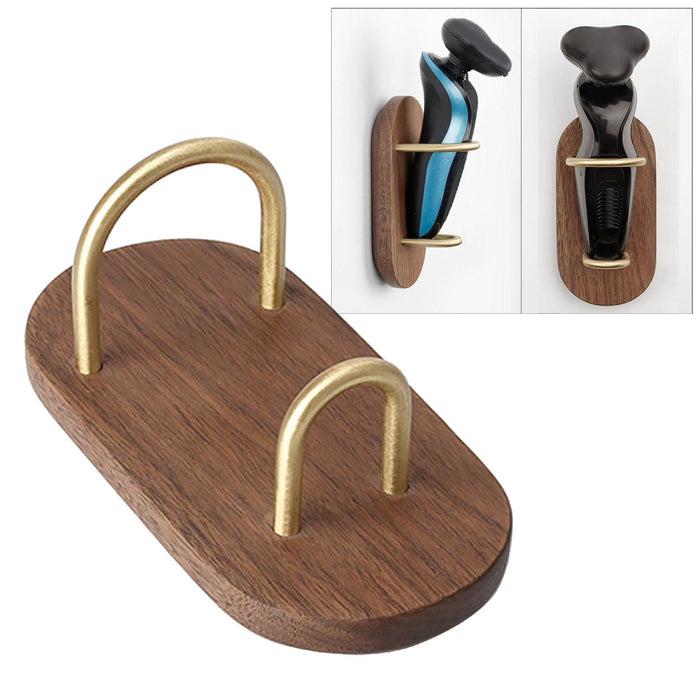 Wood Wall Mounted Razor Holder Shaver Stand Hanging Rack Tool for Men Travel A