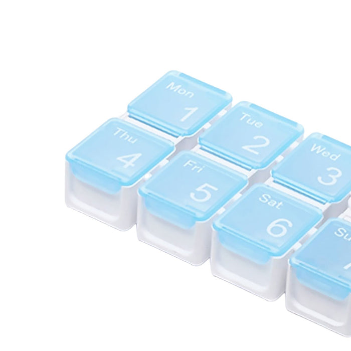 Weekly Pill Organizer Dispenser Gift Pills Vitamin Large Capacity for Elders Blue