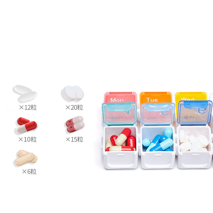 Weekly Pill Organizer Dispenser Gift Pills Vitamin Large Capacity for Elders Blue