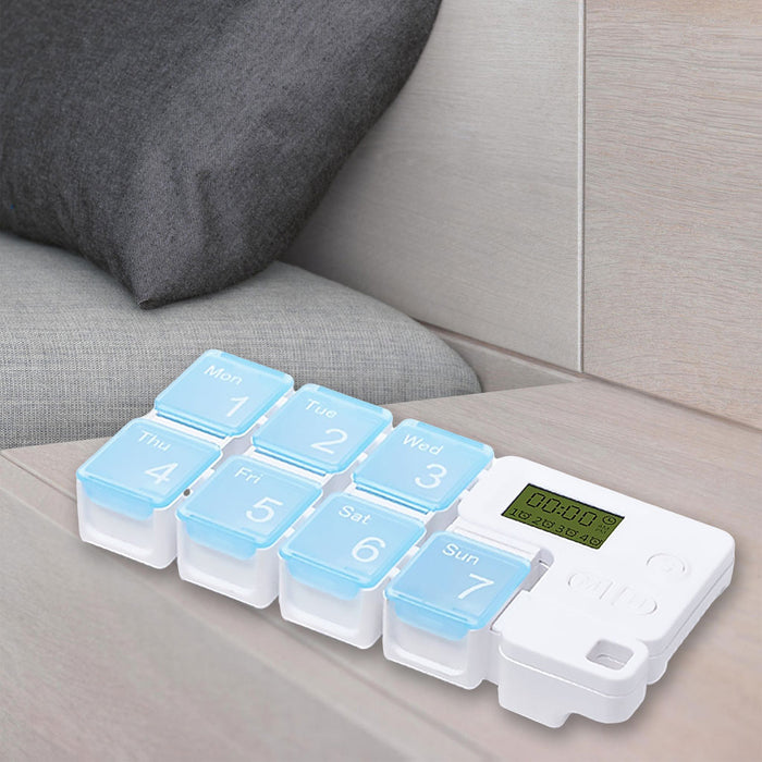 Weekly Pill Organizer Dispenser Gift Pills Vitamin Large Capacity for Elders Blue