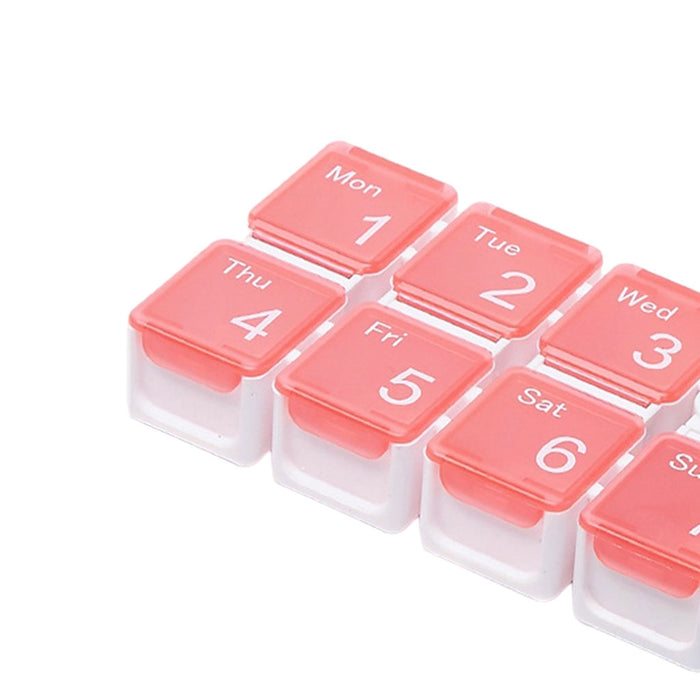 Weekly Pill Organizer Dispenser Gift Pills Vitamin Large Capacity for Elders Pink