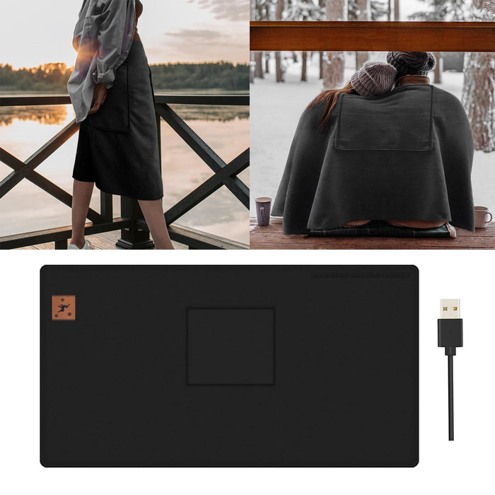 USB Heated Throw Blanket 5V Fast Heating Soft Shawl Home  Black