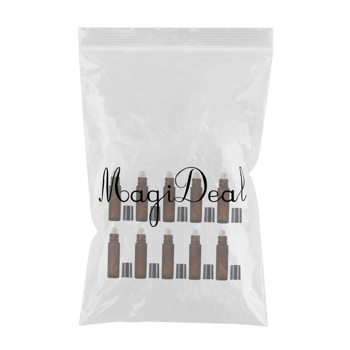 10Pcs Roll On Bottle 10ml Thin Roller Small Vial Aromatherapy  Brown Matte