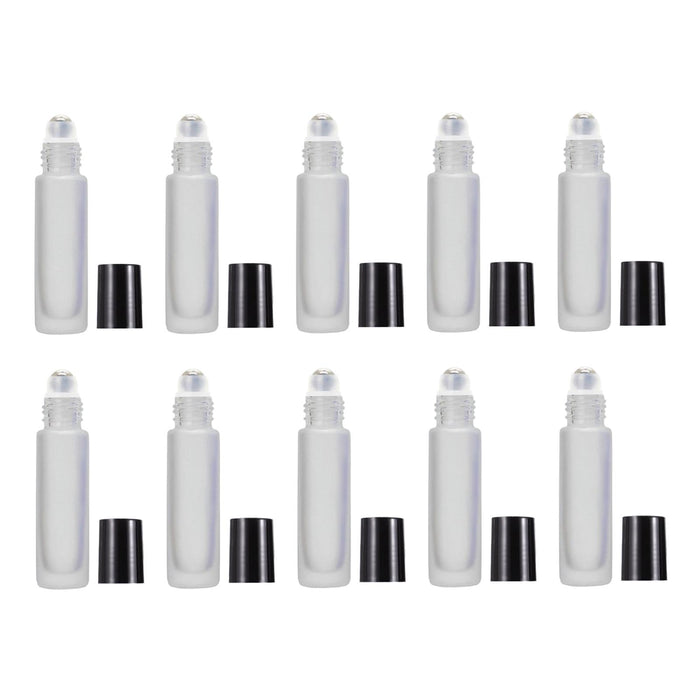 10Pcs Roll On Bottle 10ml Thin Roller Small Vial Aromatherapy  Clear Matte