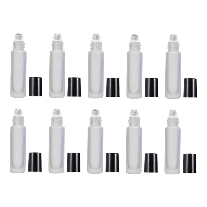 10Pcs Roll On Bottle 10ml Thin Roller Small Vial Aromatherapy  Clear Matte