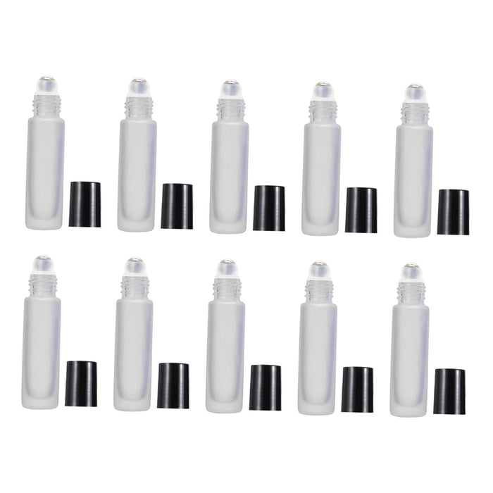 10Pcs Roll On Bottle 10ml Thin Roller Small Vial Aromatherapy  Clear Matte