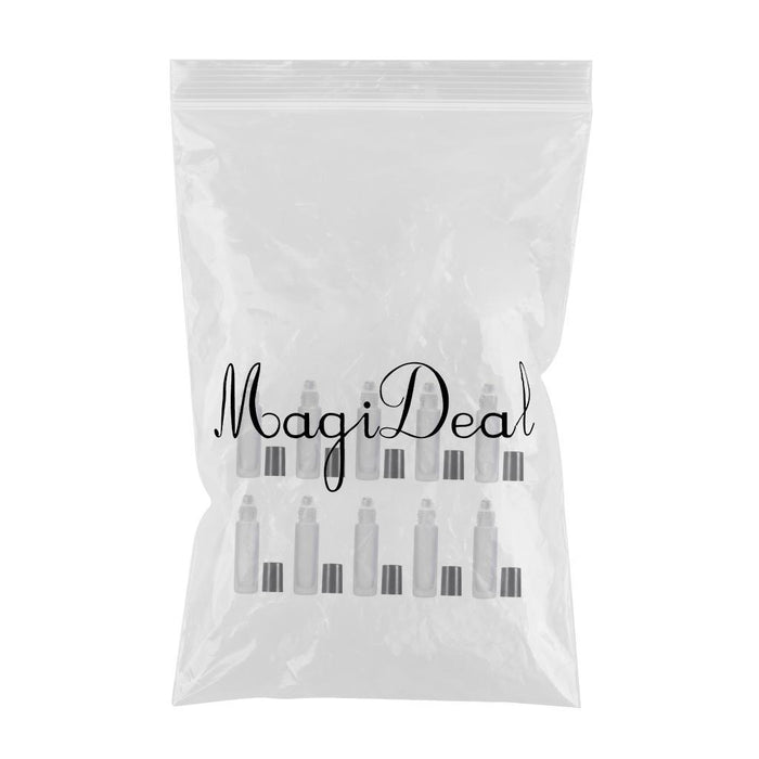 10Pcs Roll On Bottle 10ml Thin Roller Small Vial Aromatherapy  Clear Matte