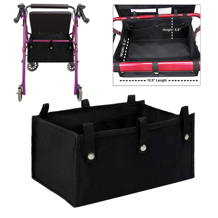 Underseat Rollator Bag Walker Folding for Seniors Storage Bag Black