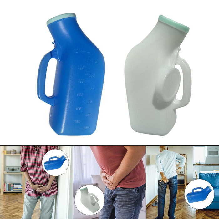 Urine Bottle Elderly Leakproof with Cover for Bedridden Patient Pis Bedpan White