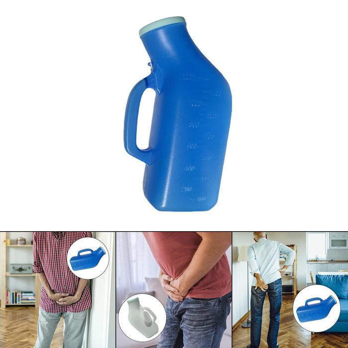 Urine Bottle Elderly Leakproof with Cover for Bedridden Patient Pis Bedpan Blue