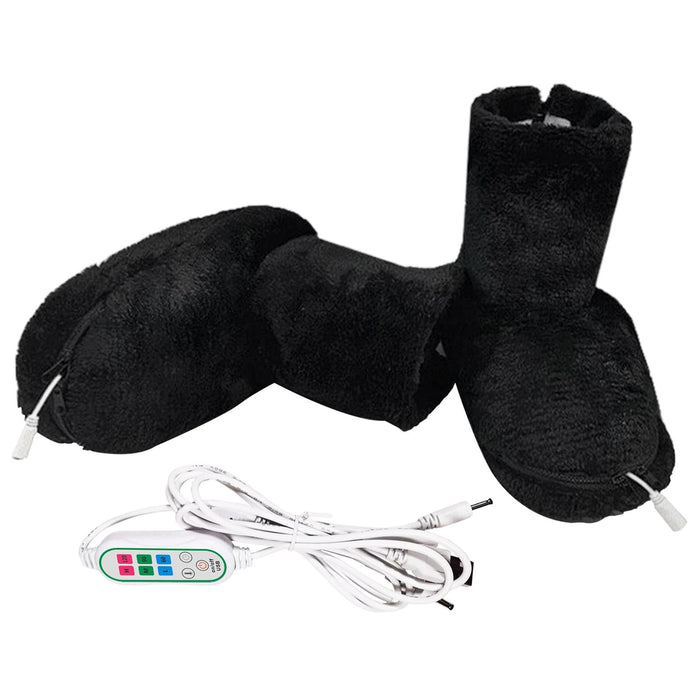 USB Heated Shoes Washable Comfortable Plush Office Gift Slipper Black