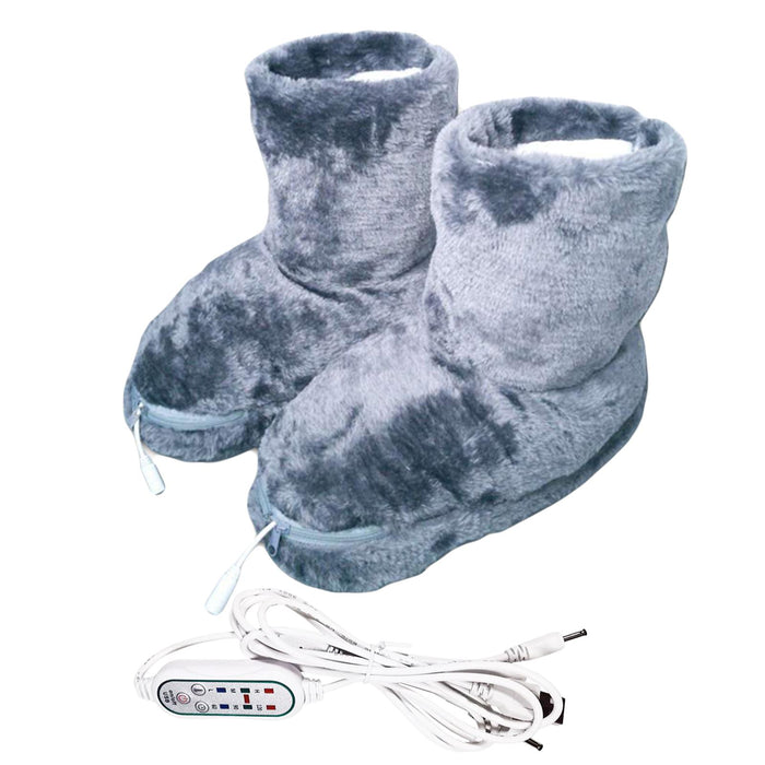 USB Heated Shoes Washable Comfortable Plush Office Gift Slipper Gray