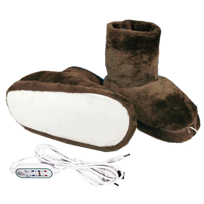 USB Heated Shoes Washable Comfortable Plush Office Gift Slipper Coffee