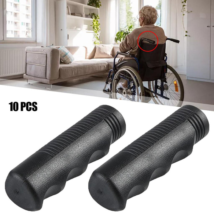 10Pieces Wheelchair Handle Grip Non-Slip PVC Replacement for Dia 7/8 inch Black