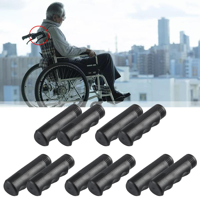 10Pieces Wheelchair Handle Grip Non-Slip PVC Replacement for Dia 7/8 inch Black