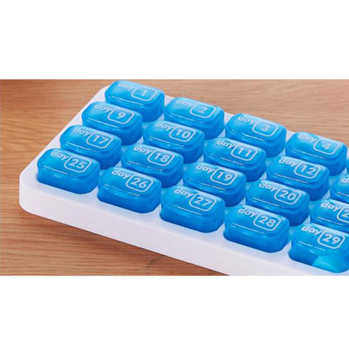 31-Grids Pill Box Monthly 31 Days 31 Compartments for Travel Capsule Elders Blue