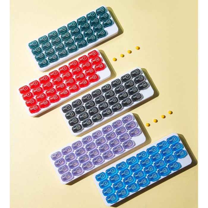 31-Grids Pill Box Monthly 31 Days 31 Compartments for Travel Capsule Elders Blue