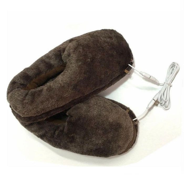 USB Heating Shoes Removable Cold Relief Thickened Low 5V for Christmas brown