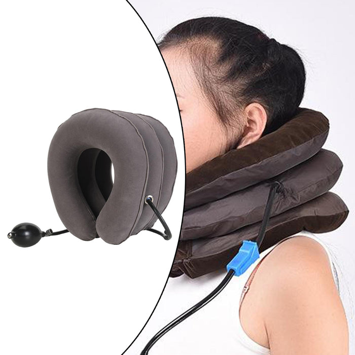 3-Layer Neck Stretcher Inflatable for Pain Relieving Women Men Home Grey