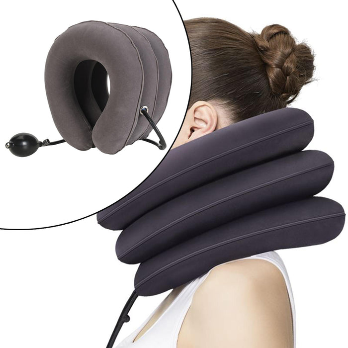 3-Layer Neck Stretcher Inflatable for Pain Relieving Women Men Home Grey