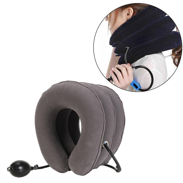 3-Layer Neck Stretcher Inflatable for Pain Relieving Women Men Home Grey