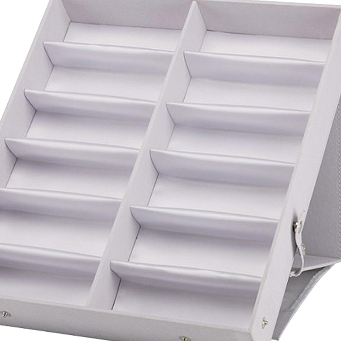 12 Grids Sunglasses Storage Box Foldable with Stand Function Stand  white