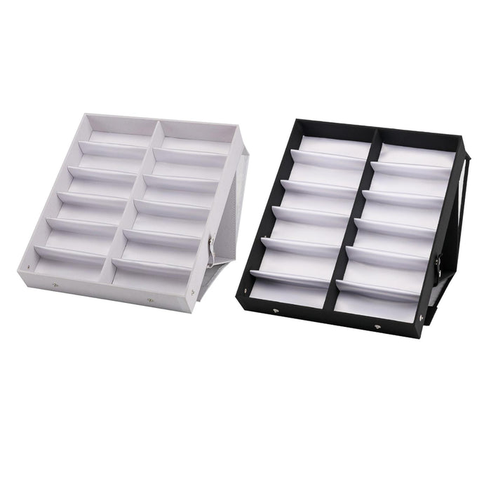 12 Grids Sunglasses Storage Box Foldable with Stand Function Stand  white