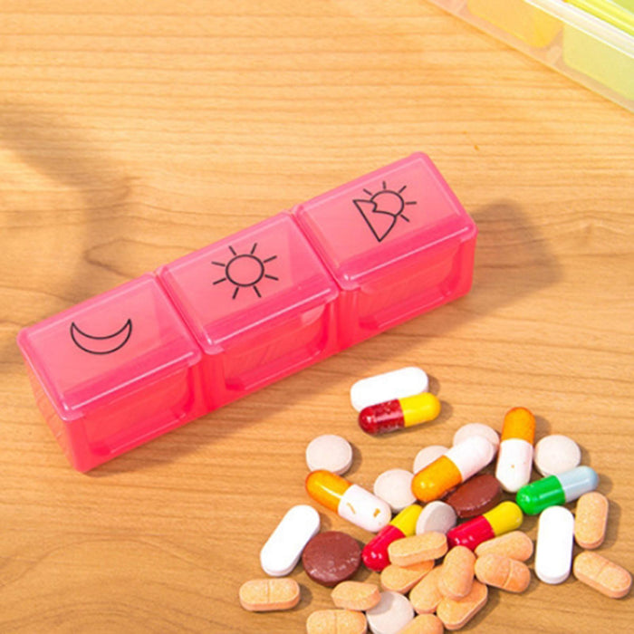 Weekly Pill Organizer Compact Reminder Box for Capsule Travel Elders Kids