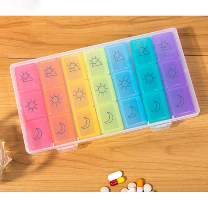 Weekly Pill Organizer Compact Reminder Box for Capsule Travel Elders Kids