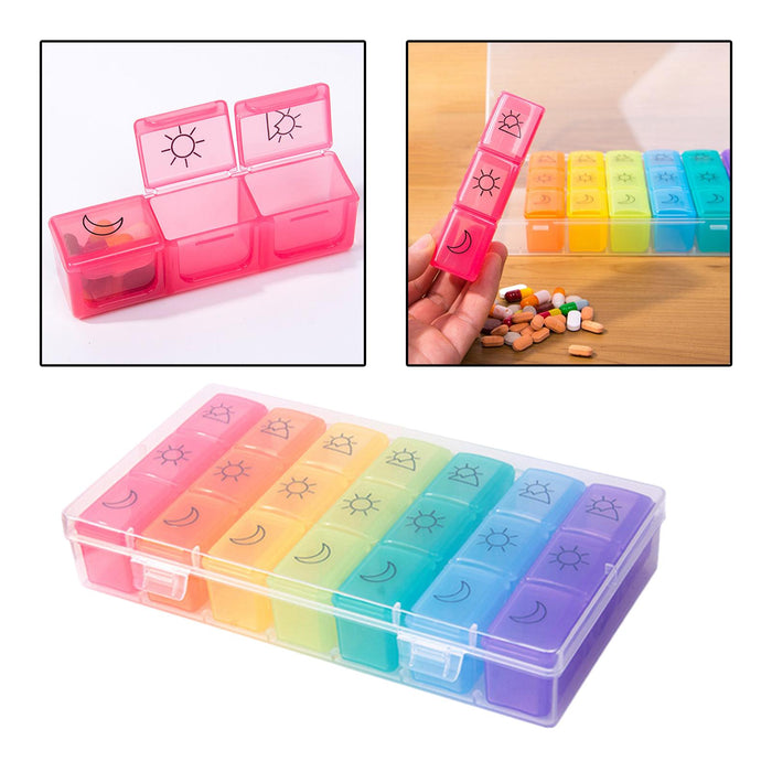 Weekly Pill Organizer Compact Reminder Box for Capsule Travel Elders Kids