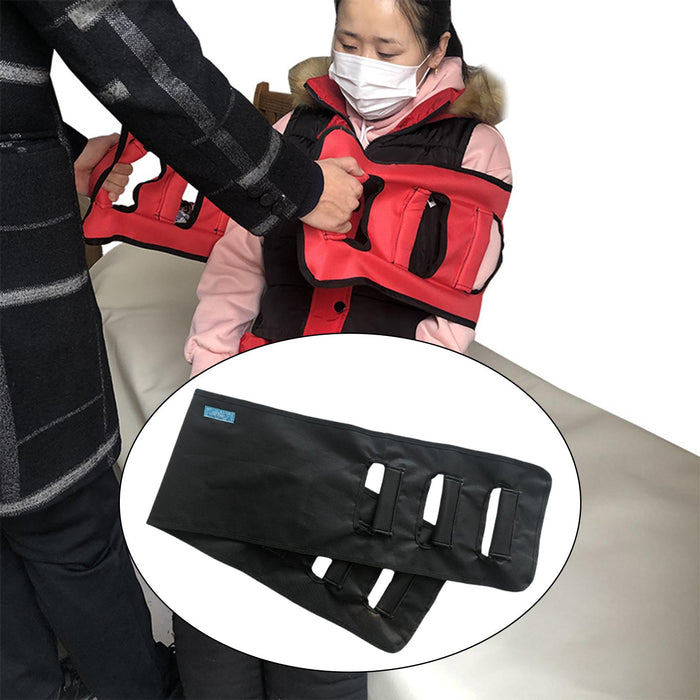 Transfer Belts with Three Grippers Easy Lift Reusable for Bedridden black L