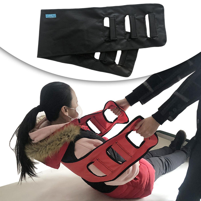 Transfer Belts with Three Grippers Easy Lift Reusable for Bedridden black L