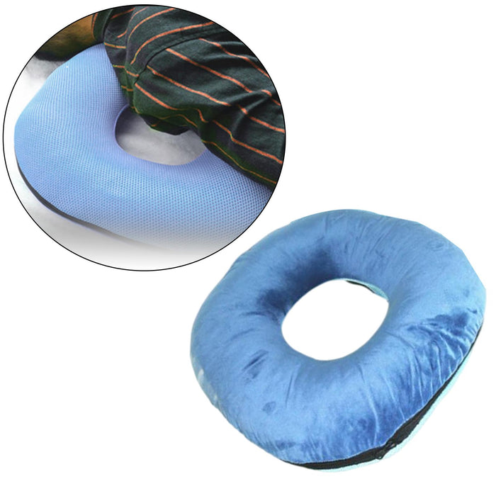 Donut Pillow Tailbone Hemorrhoid Cushion for Wheelchair Pad Light Blue L