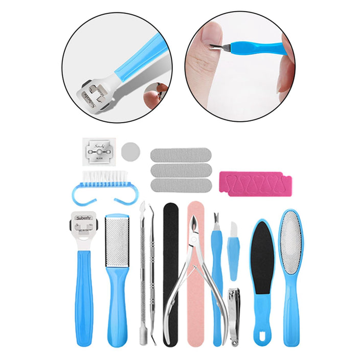 19 Pieces Manicure Foot Pedicure Kit Cracked Foot Scrubber AT Salon Home