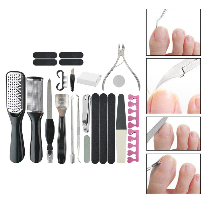 23 in 1 Manicure Foot Pedicure Kit Callus Remover Cracked with Case