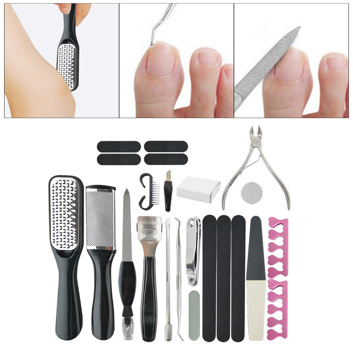 23 in 1 Manicure Foot Pedicure Kit Callus Remover Cracked with Case