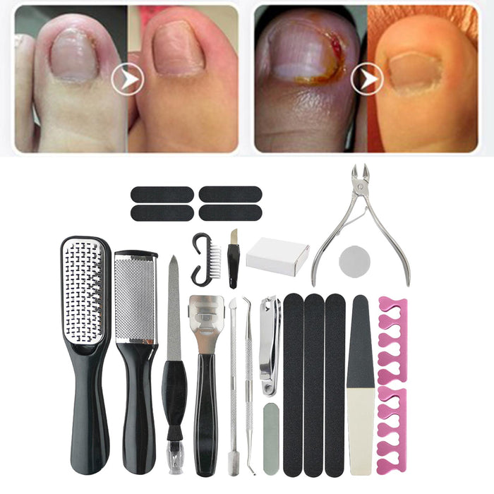 23 in 1 Manicure Foot Pedicure Kit Callus Remover Cracked with Case