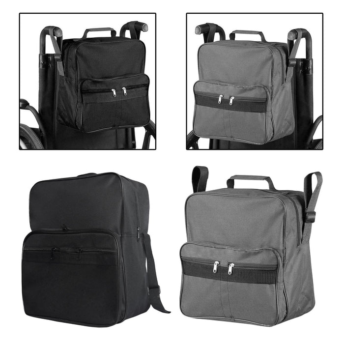 Wheelchair Bag Adjustable Straps Armrest Pouch for Outdoor Pill Box Phone Black